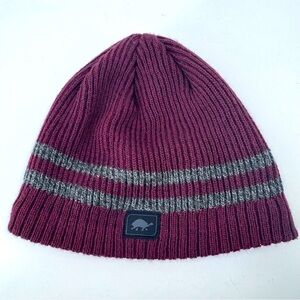 Turtle Fur Burgundy‎ and Gray Wool Blend Beanie - Unisex - Small / Medium